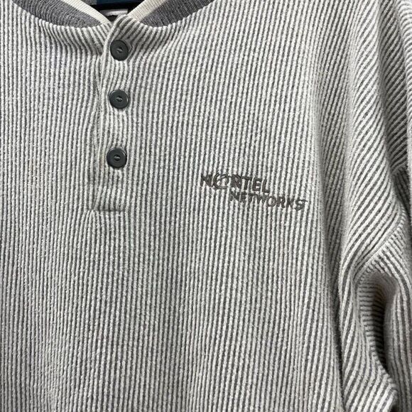 VTG Nortel Networks Cable Modems 1/4 Button Sweater Sweatshirt Gray Mens L USA - Picture 6 of 8